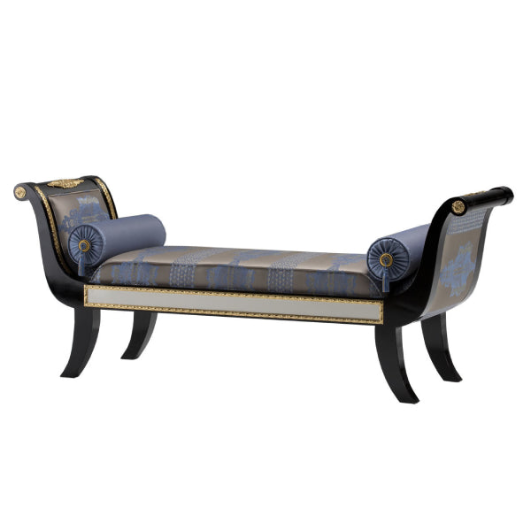 Chic Black and Blue Chaise Lounge with Elegant Detailing – High-quality home furnishing