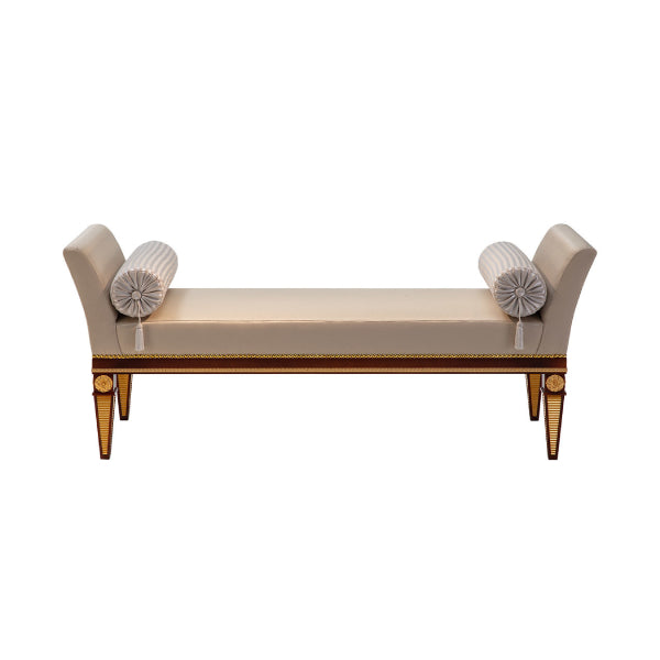 Chic Upholstered Bench with Decorative Accents