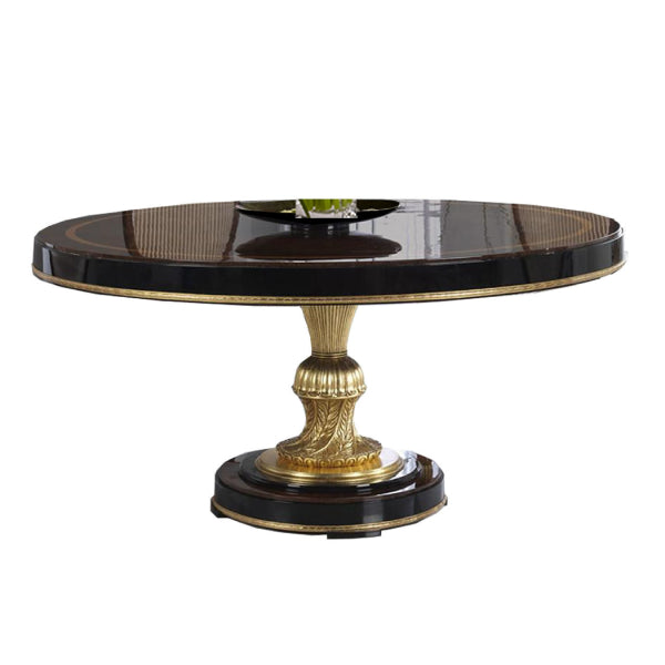 Elegant Round Coffee Table with Gold Accents
