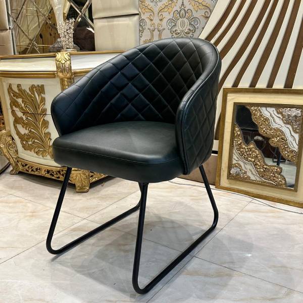 Elegant Black Quilted Leather Accent Chair