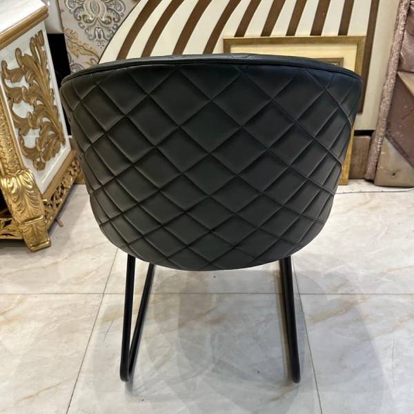 Elegant Black Quilted Leather Accent Chair