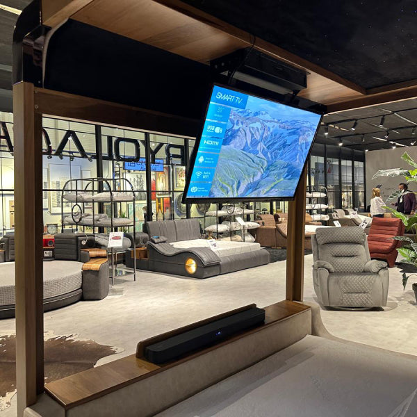 Contemporary Design: Stylish frame with Built-in TV and elegant finishes