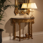 Ornate Demi-Lune Console Table with Intricate Gold Detailing
