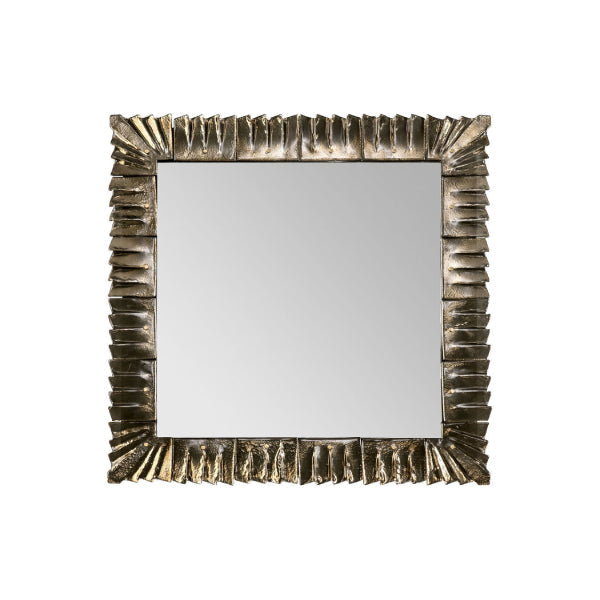 Sophisticated Square Mirror with Textured Gold Frame