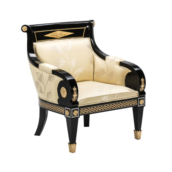 Elegant Upholstered Armchair with Decorative Accents
