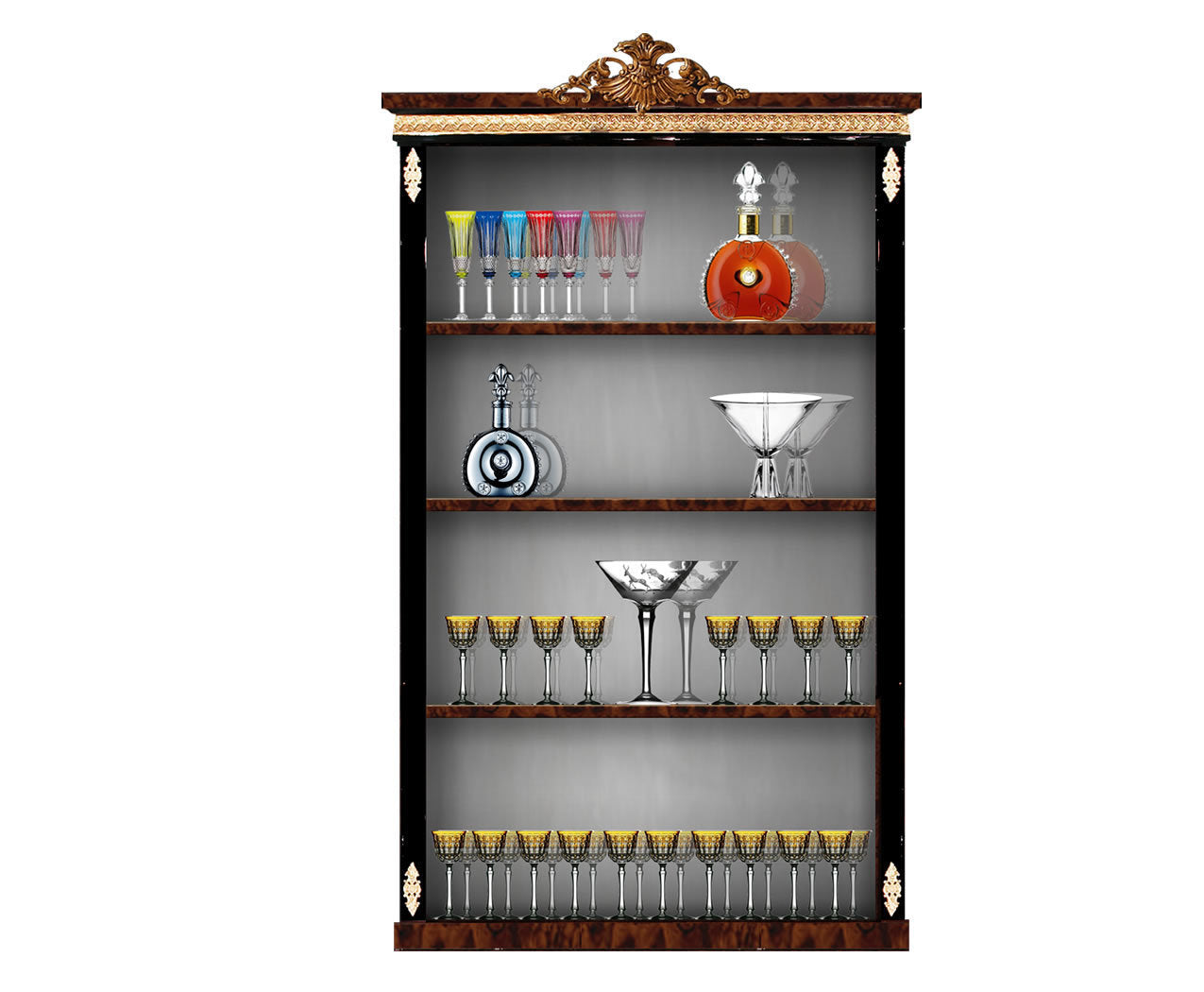 Elegant Display Cabinet: A Showcase of Fine Spirits and Glassware
