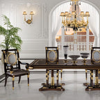 Elegant High-Back Dining Chair with Gold Details