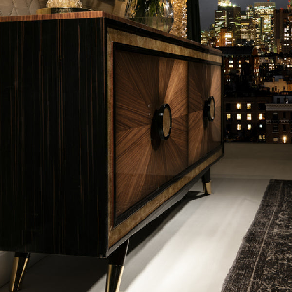 Designer Media Console with Art Deco Inspiration