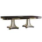 Sophisticated Black and Gold Dining Table with Mirrored Accents