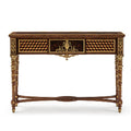 Elegant Console Table with Intricate Inlay and Gold Accents