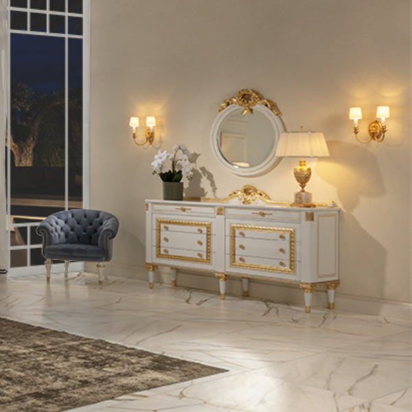Elegant Sideboard with Chic Design and Gold Accents