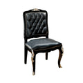 Luxurious Black Tufted Dining Chair with Ornate Accents