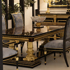 Grand Rectangular Dining Table with Opulent Gold Accents