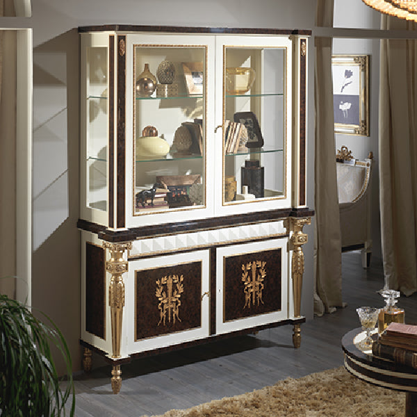 Exquisite Display Cabinet with Glass Doors and Ornate Detailing