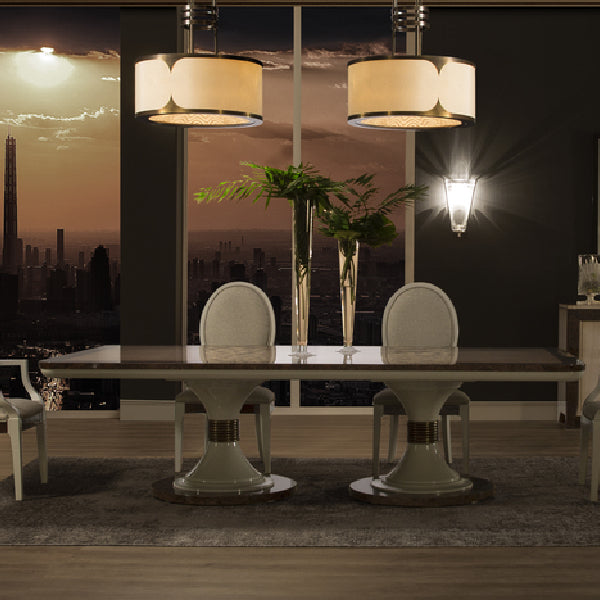 Contemporary Rectangular Dining Table with Unique Pedestal Design