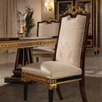 Luxurious Golden Tufted Dining Chair with Ornate Accents