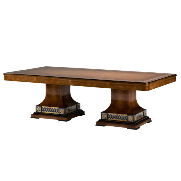 Elegant Rectangular Dining Table with Decorative Pedestal Base