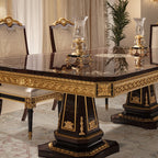 Luxurious Golden Tufted Dining Chair with Ornate Accents