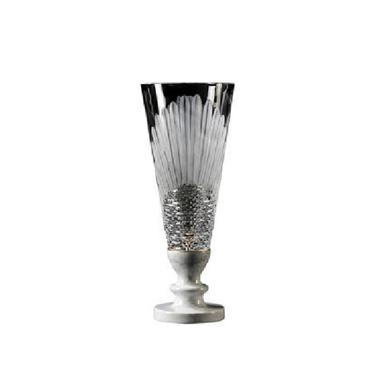 Elegant Crystal Vase with Textured Design and Marble Base