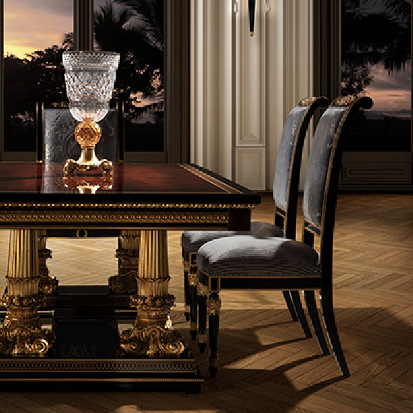 Grand Rectangular Dining Table with Opulent Gold Accents