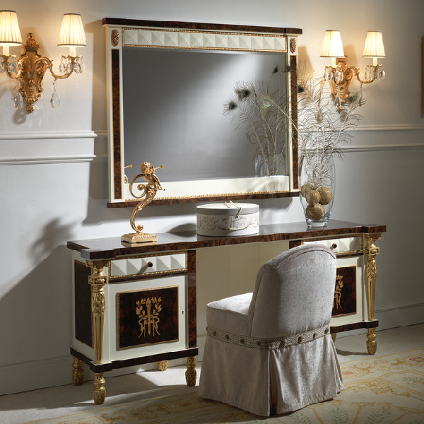 Luxurious Burl Wood Sideboard with Gold Accents