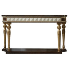 Sophisticated Console Table with Geometric Design and Gold Accents