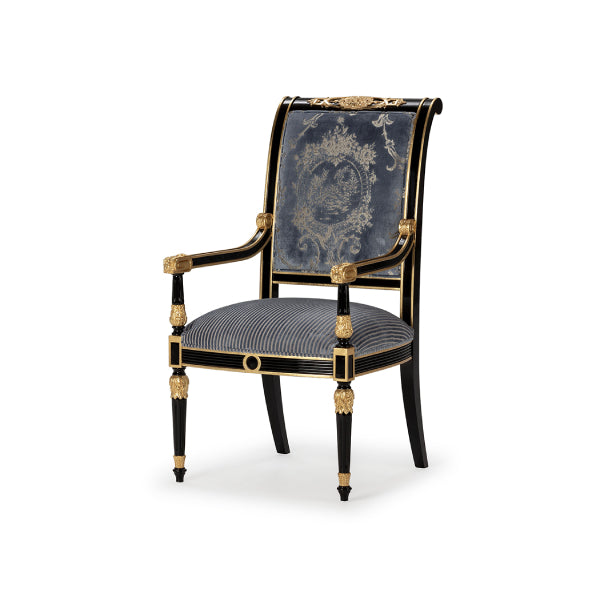 Elegant Upholstered Armchair with Luxurious Detailing