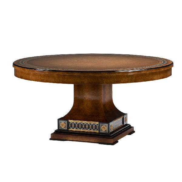 Refined Round Dining Table with Decorative Pedestal Base