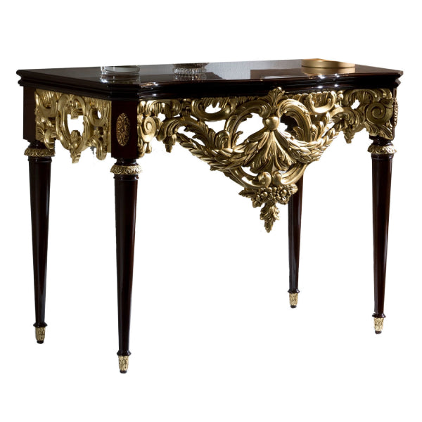 Luxurious Console Table with Ornate Gold Details