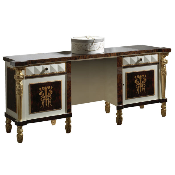 Luxurious Burl Wood Sideboard with Gold Accents