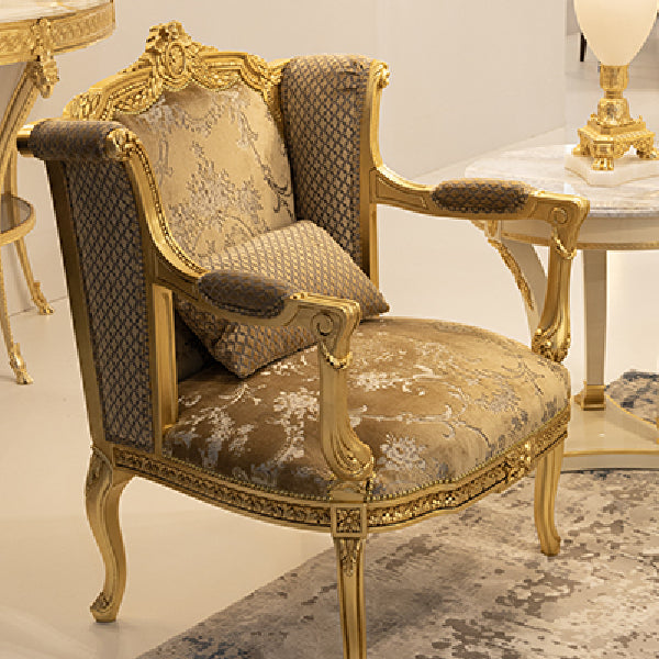 Exquisite Gilded Armchair with Luxurious Upholstery