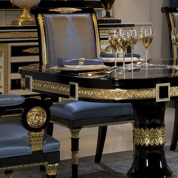 Chic High-Back Dining Chair with Elegant Upholstery and Gold Accents