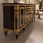 Exquisite Black and Gold Sideboard with Intricate Detailing