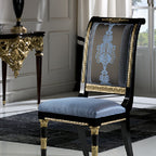 Chic High-Back Dining Chair with Elegant Upholstery and Gold Accents