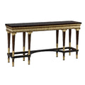 Sophisticated Console Table with Dark Wood Finish and Gold Accents