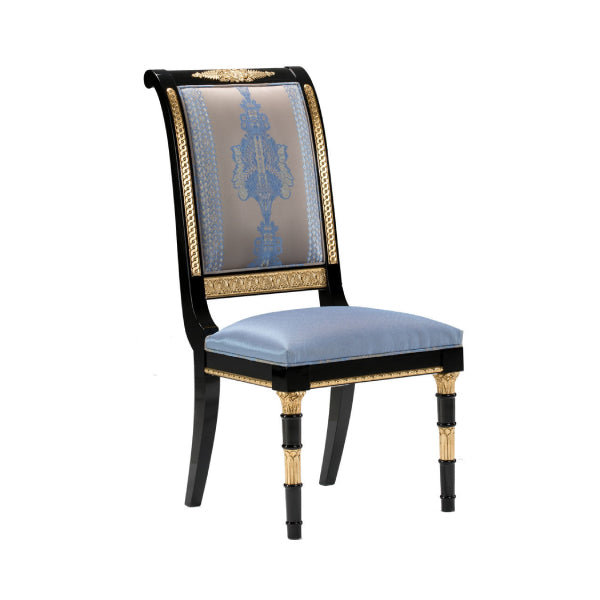 Chic High-Back Dining Chair with Elegant Upholstery and Gold Accents