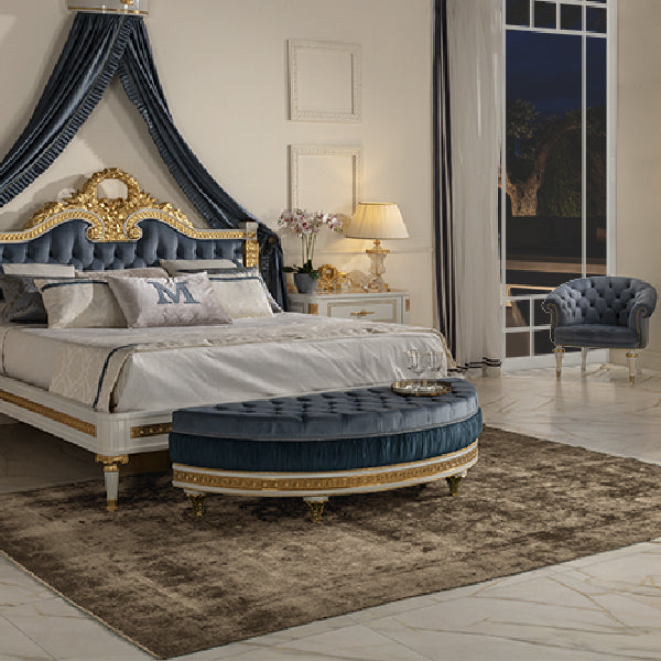 Chic Oval Ottoman with Luxurious Textures