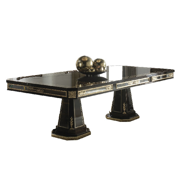 Sophisticated Black Dining Table with Gold Detailing