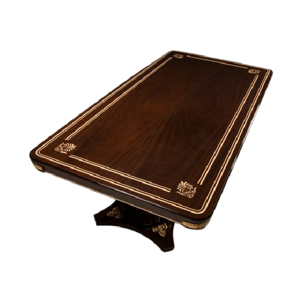 Luxurious Rectangular Dining Table with Ornate Gold Accents