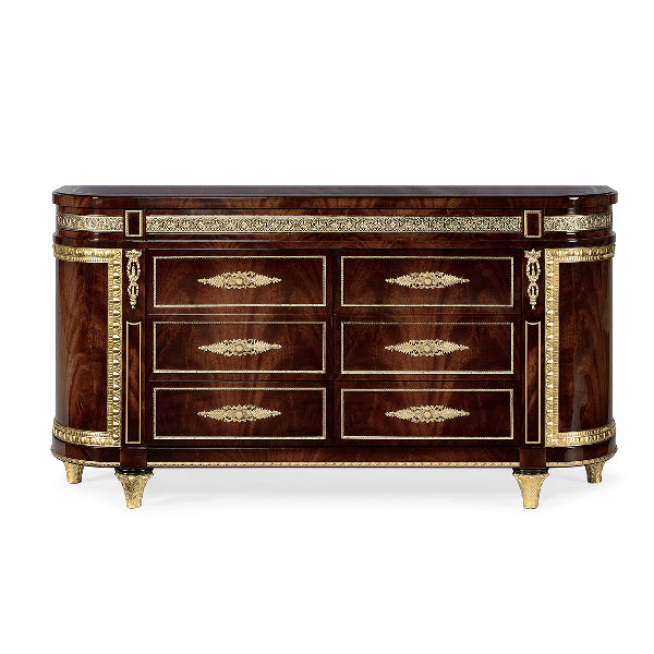 Elegant Mahogany Sideboard with Gold Accents