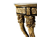 Exquisite Demi-Lune Console Table with Marble Top and Intricate Gold Accents