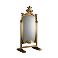 Exquisite Gold-Finished Standing Mirror with Intricate Detailing