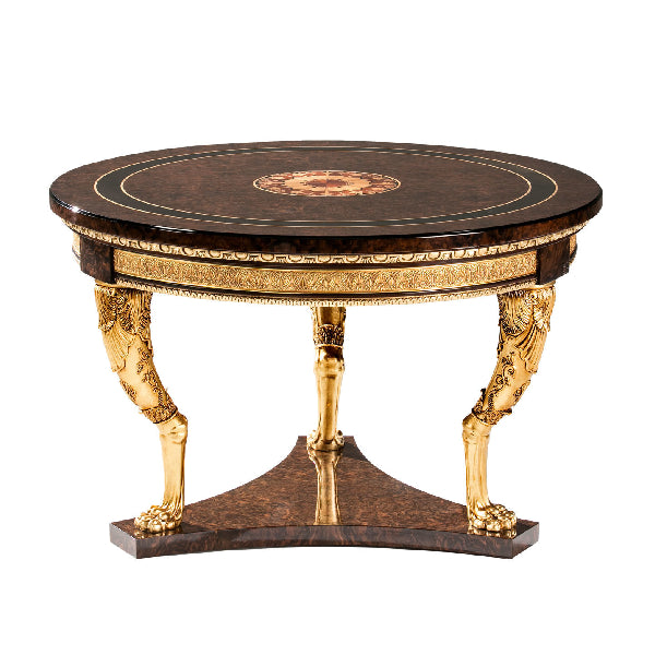 Luxurious Round Dining Table with Stunning Gold Accents