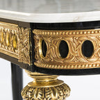 Majestic Console Table with Marble Top and Exquisite Gold Accents