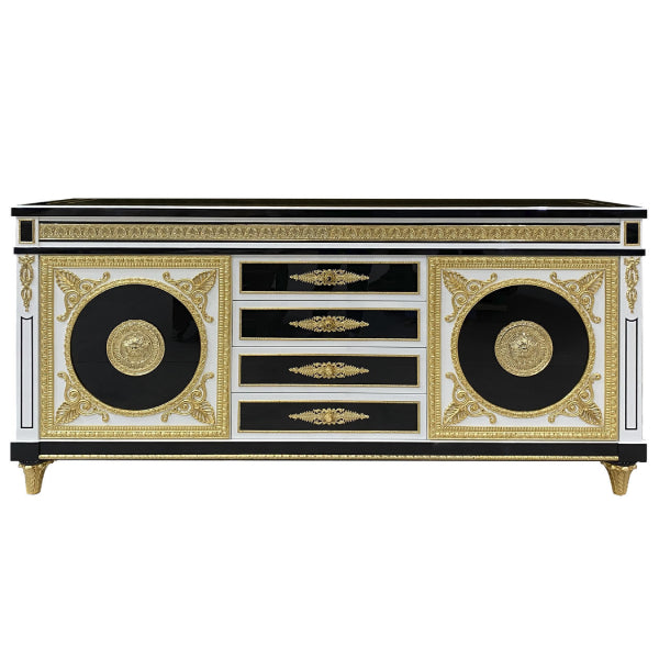 Regal Black and Gold Sideboard with Distinctive Design