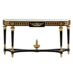 Majestic Console Table with Marble Top and Exquisite Gold Accents