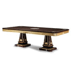 Elegant Rectangular Dining Table with Intricate Gold Detailing