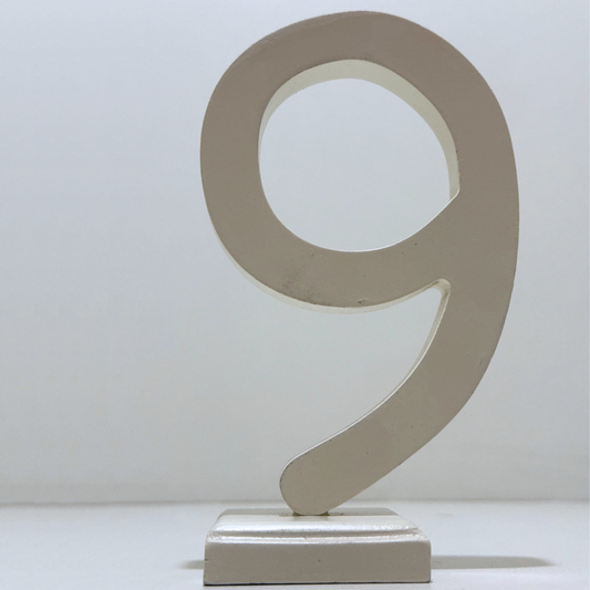 Decorative Wooden Number 9 in White- Perfect for Home decoration