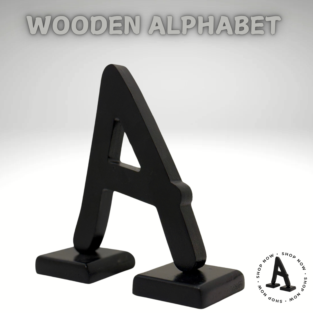 Decorative Wooden Alphabet Letters A in Black - Perfect for Home decoration Charming Wooden Letter Wall Art