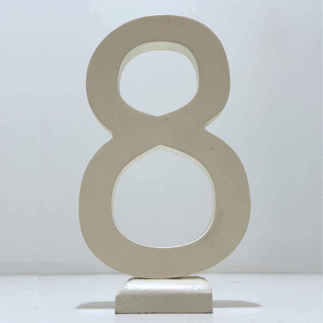 Decorative Wooden Number 8 in White- Perfect for Home decoration